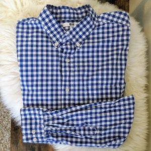 Blue and white gingham men's medium Uniqlo shirt